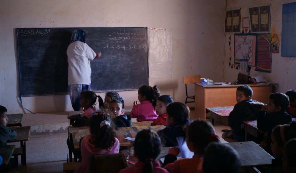 Grundschule im Geflüchtetenlager Aousserd in Algerien. © Jörg Tiedjen